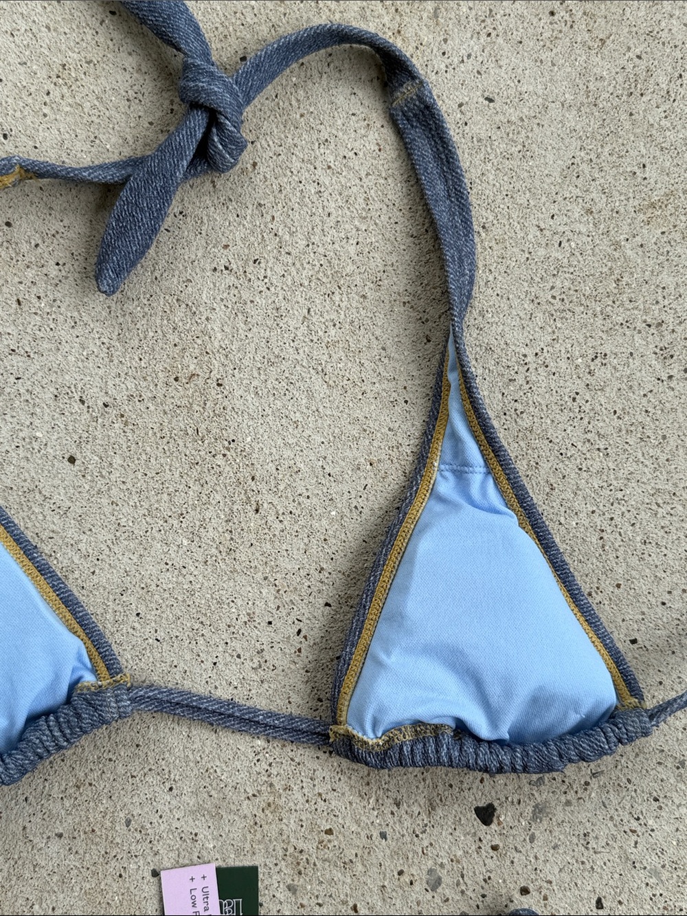 NWT Wild Fable Faux Denim Textured Triangle/String Bikini Size Small - Picture 4 of 9